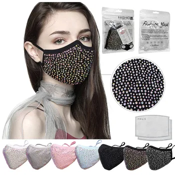 

Fashion Face Mask Sexy Glitter Rhinestone Funny Mask Diamond Crytal Decoration Mouth Mask Mesh Net Yashmak mascarilla cubrebocas