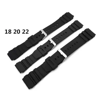 

18-22mm Men Black Silicone Rubber Waterproof Sport Wrist Watch Band Strap new