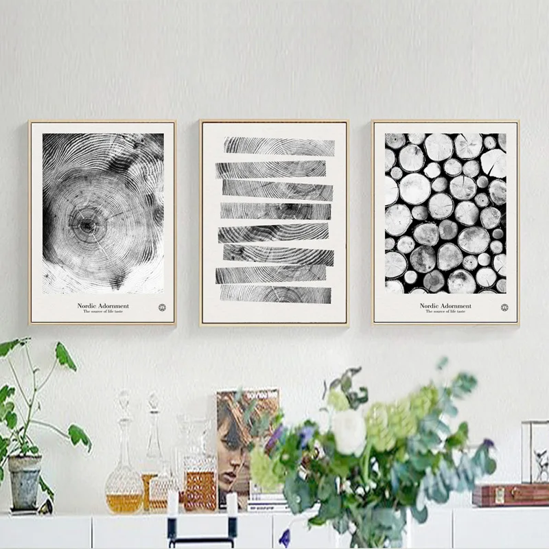 

Abstract Black and White Annual ring wood Nordic Posters And Prints Wall Art Canvas Painting Wall Pictures For Living Room Decor