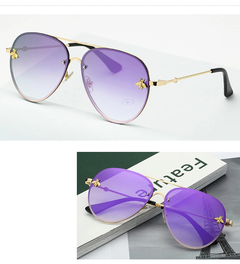 black cat eye sunglasses 2020 Classic Luxury Brand Design Pilot Sunglasses Women Men Vintage Driving Small Bee Mirror Sun Glasses For Female UV400 Shades black cat eye sunglasses