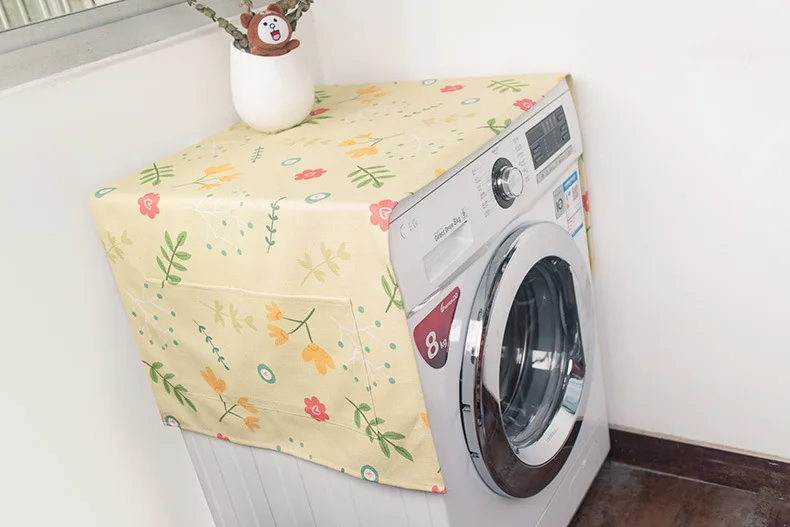 Japanese Style Hipster Floral Single Door Refrigerator Cover Roller Washing Machine Cover Household Waterproof Dustproof Cover T