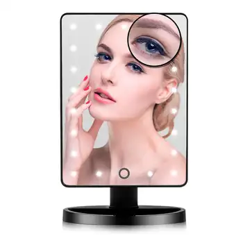 

Led Light Press Screen 1X 10X Magnifier Makeup Mirror Desktop Countertop Bright Adjustable Usb Cable Or Battery Use