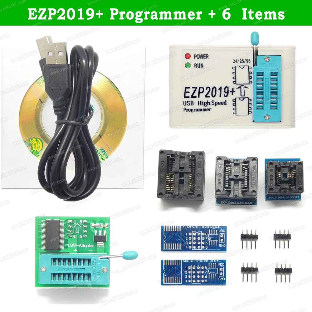 EZP2019 высокоскоростной USB SPI программирующий инструмент + 6 адаптеров с адаптером 1 8