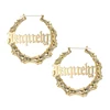 45mm-90mm Custom Bamboo Hoop Earrings Customize Name Earrings Bamboo Style Personality Earrings With Statement Words Hiphop Sexy ► Photo 2/6