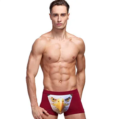 

2019 Real Men Underwear Cuecas Boxer Homme Personality 3d Hawk Men's Underwear Flat Pants Quadrangle Cartoon Trendy Youth Wharf