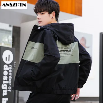 

2020 New Arrivals hooded men's jacket casual windbreaker zipper section Lightweight Waterproof Rain Jacket Fleece Sweatshirt