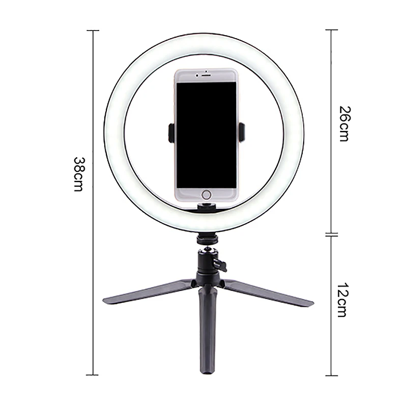 Ring Light 10 Inch LED Dimmable Desktop Lamp Makeup Selfie Ring Light with Tripod Stand& Cell Phone Holder for YouTube Video/Ph