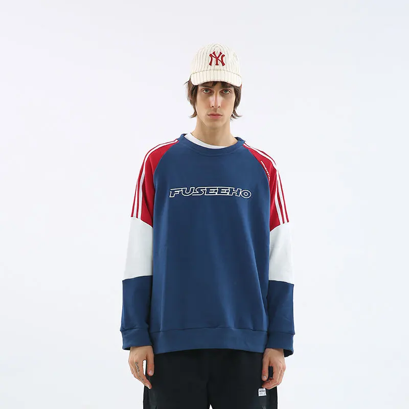 

2019 Autumn And Winter Men's New Casual Contrast Color Letter Printing Long-sleeved Round Neck Hoodies Loose Temperament Cotton