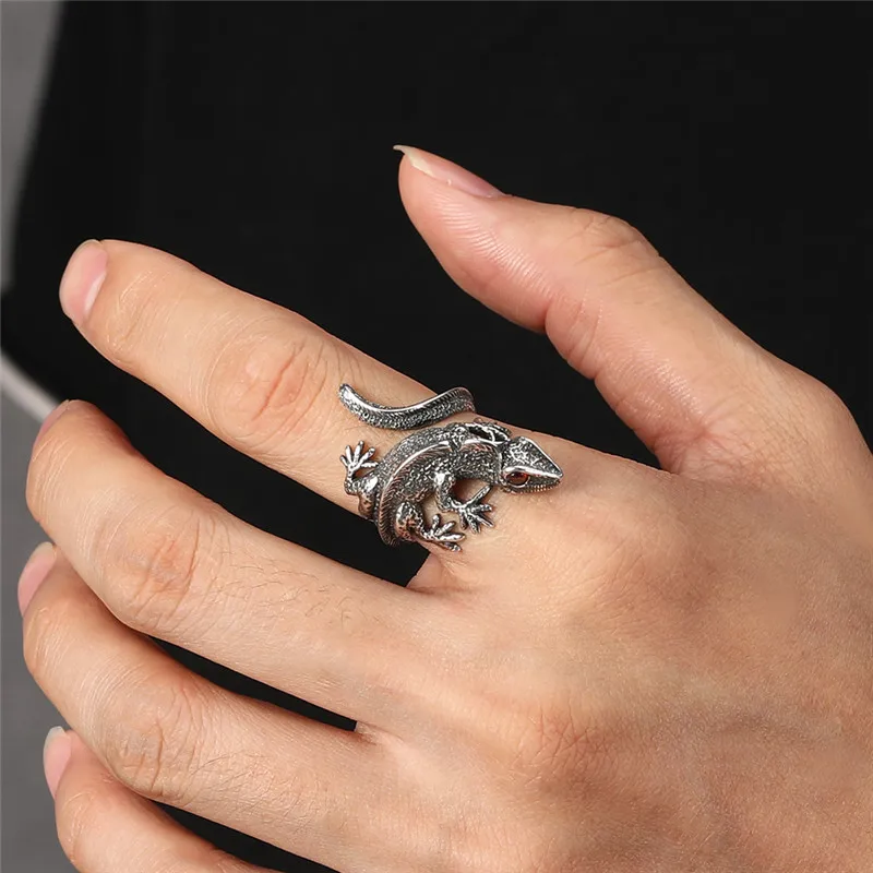 V. YA, Крутое кольцо в виде ящерицы для мужчин, панк, регулируемые Открытые Кольца, 925 пробы, серебряные ювелирные изделия, мужские модные подарки