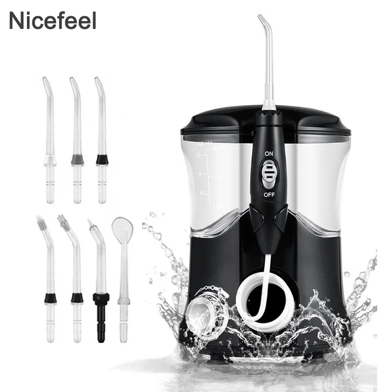 Nicefeel Oral Irrigator  Water Pulse Flosser Dental Jet Teeth Cleaner Hydro Jet With 600ml Water Tank and 7Nozzle Tooth Care system mini tank washingcharger teeth scaler dental ultrasonic denture cleaner tooth cleaning tools