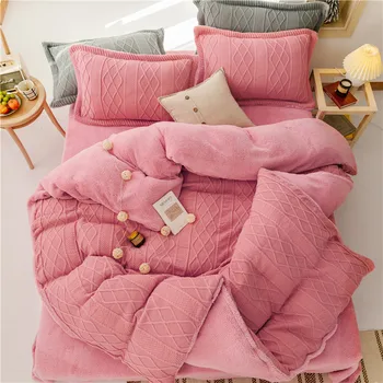 

Knitted Duvet Cover Set 4Pcs Luxury Soft Warm Solid Bedding Set for Winter Heavyweight Warm with Corner Ties King Queen Size