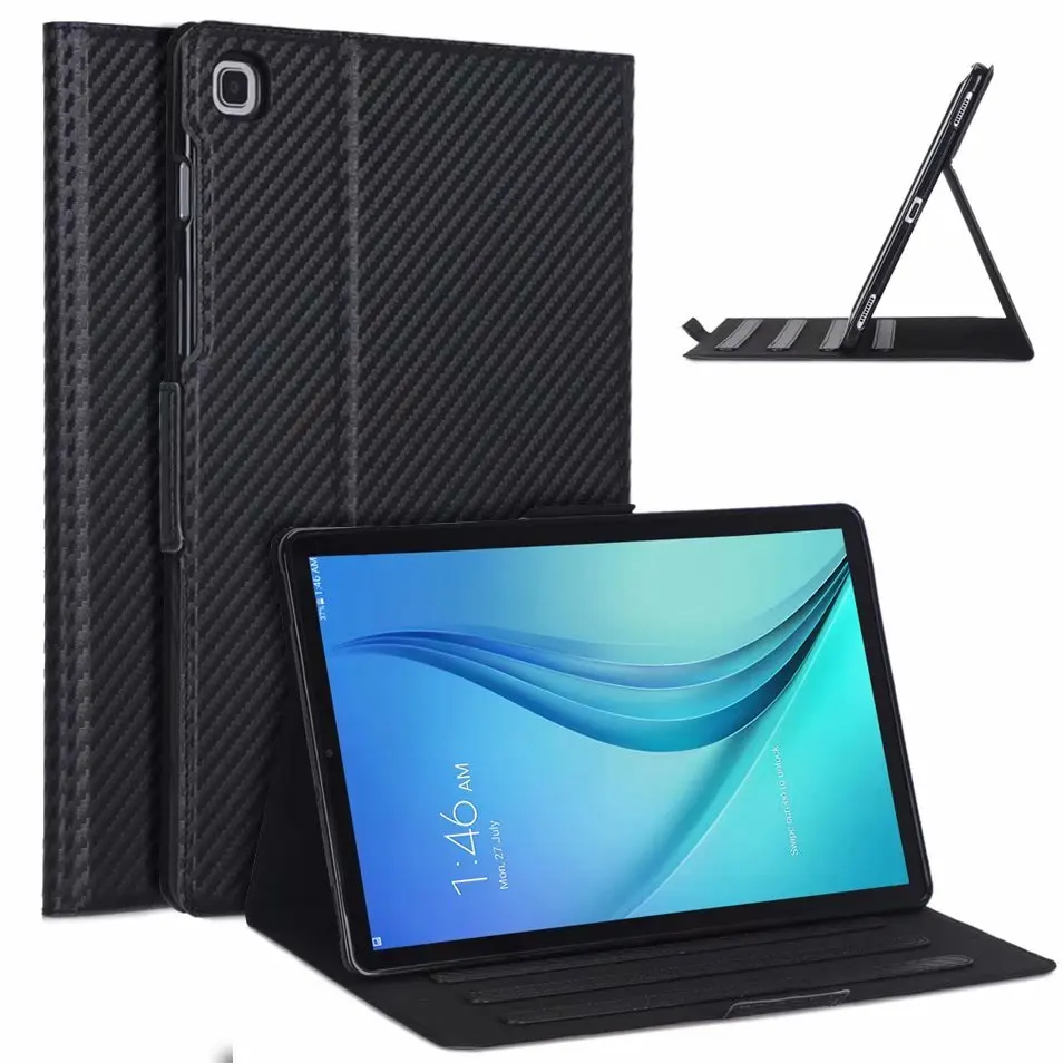 Ultra-thin Carbon Fiber PU Tablet Case For Samsung Galaxy Tab S5e T720 T725 SM-T720 SM-T725 10.5" Flip Folding Stand Funda+pen
