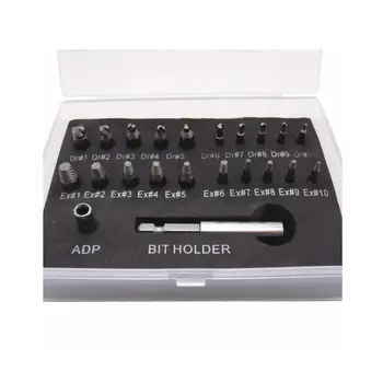 

22pcs Screwdriver Set Screw Puller Extractor Drill Bit Guide Set Broken Remover