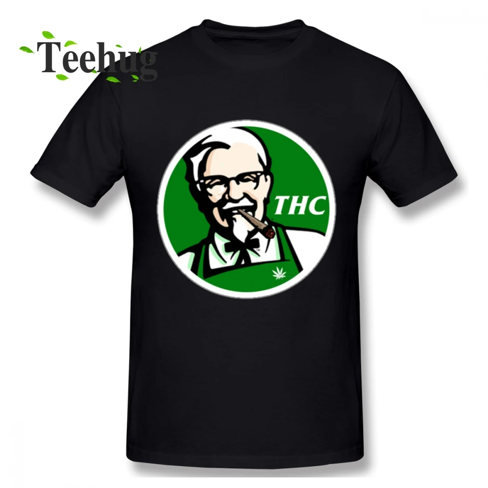Аниме для мужчин KFC пародия THC трава футболка Забавный Уникальный дизайн круглый
