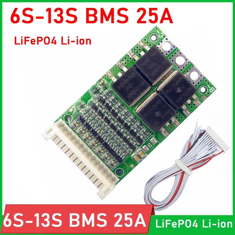 

6S TO 13S 25A BMS LiFePO4 Li-ion lithium battery protection Board 24V 36V 48V 7S 8S 10S 12S for 18650 electrical tool drill ups