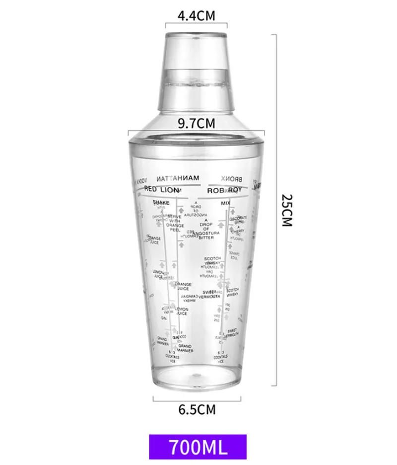 Акриловая мерная чашка шейкер для коктейлей измерение Бостон-шейкер Напиток Мартини Миксер для бара бутылка вино пиво KTV бар инструменты