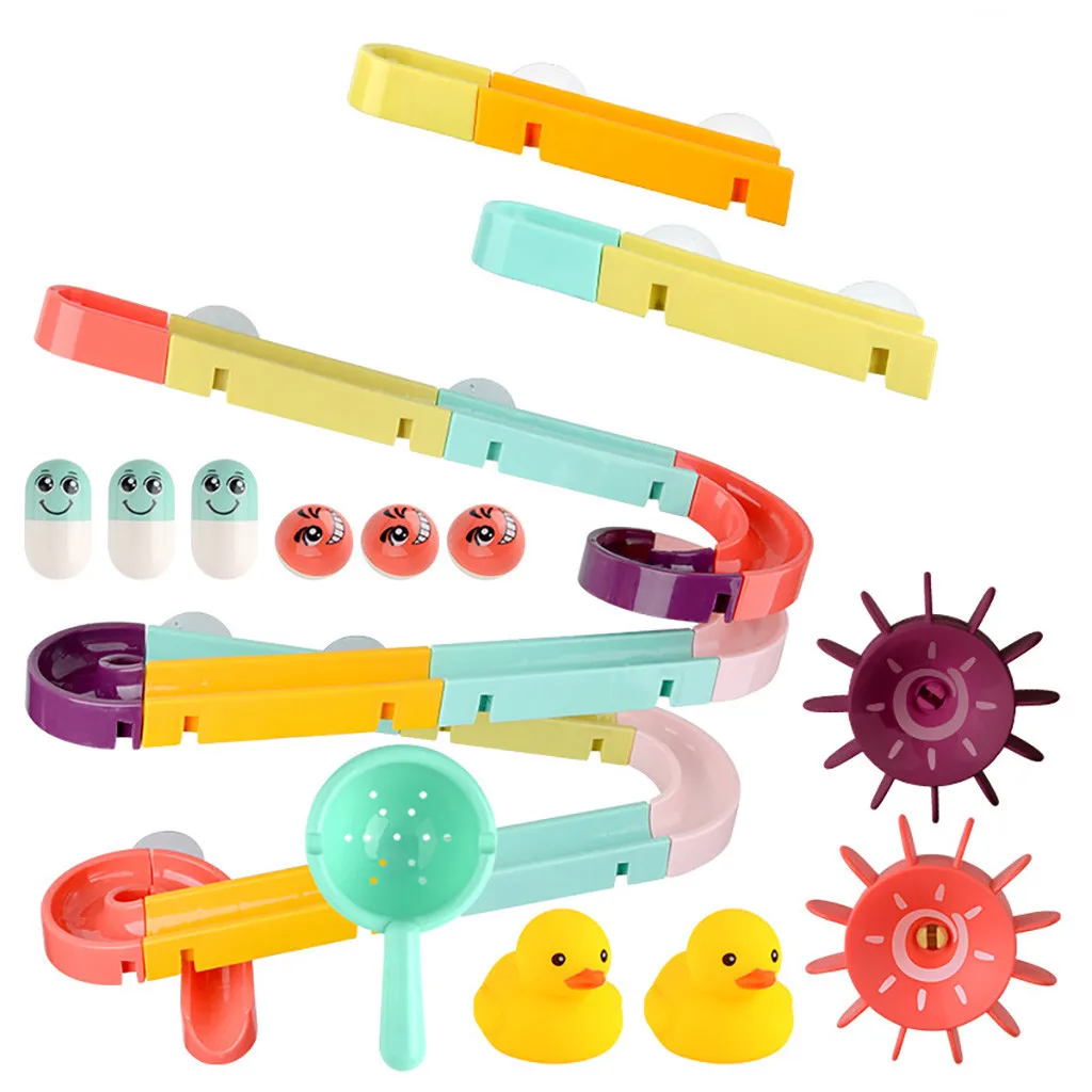 Детские Игрушки для ванны на присоске, мраморные гоночные орбиты, трек для детской ванной, ванна, игровая игрушка для душа, игры для бассейна, инструменты - Цвет: A