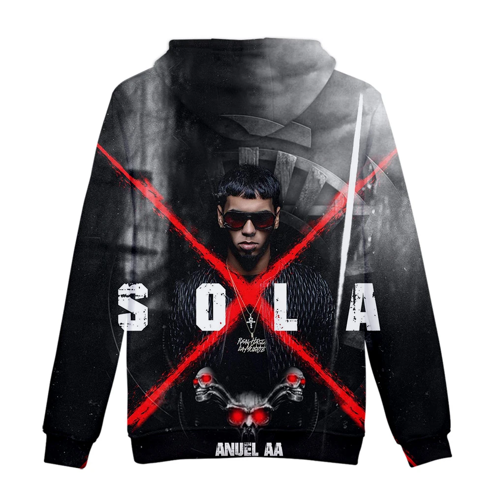 Anuel AA Мужская толстовка модная настоящая Hasta La Muerte Толстовка с принтом хип хоп 3D принт осень зима длинный рукав