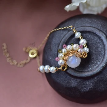 

Original Natural Fresh Water Pearl Aquamarine Handmade Bracelet For Women Bride Wedding Luxury Fine Jewelry