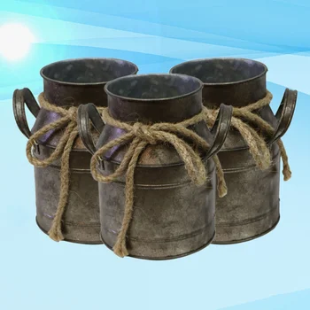 

3pcs Flower Bucket Household Iron Decorative Creative Rural Retro Flower Bucket for Home