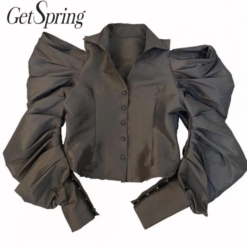 Getspring женская рубашка с пышными рукавами и открытыми плечами винтажные женские