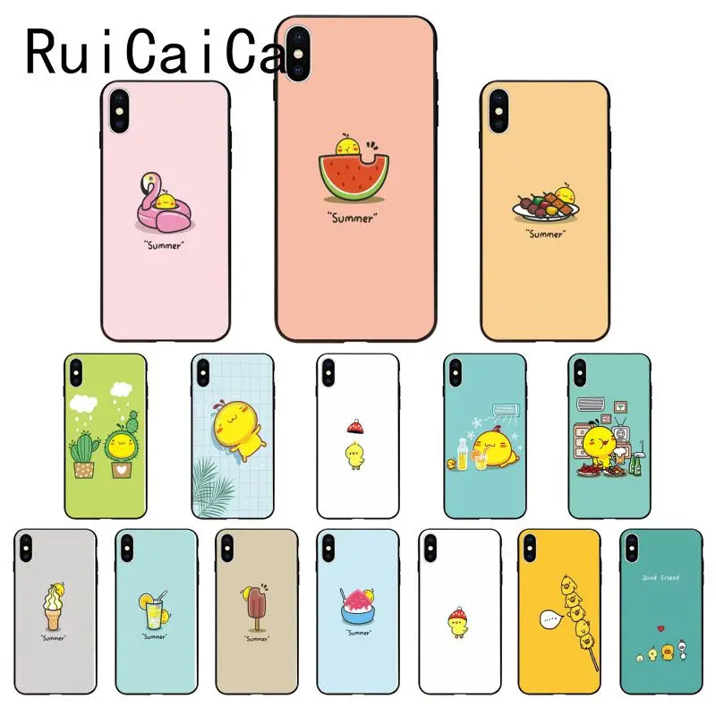 Ruicaica Summer color cute little yellow chicken Phone Case for iPhone X XS MAX 6 6S 7 7plus 8 8Plus 5 5S XR 11 Pro Max | Мобильные