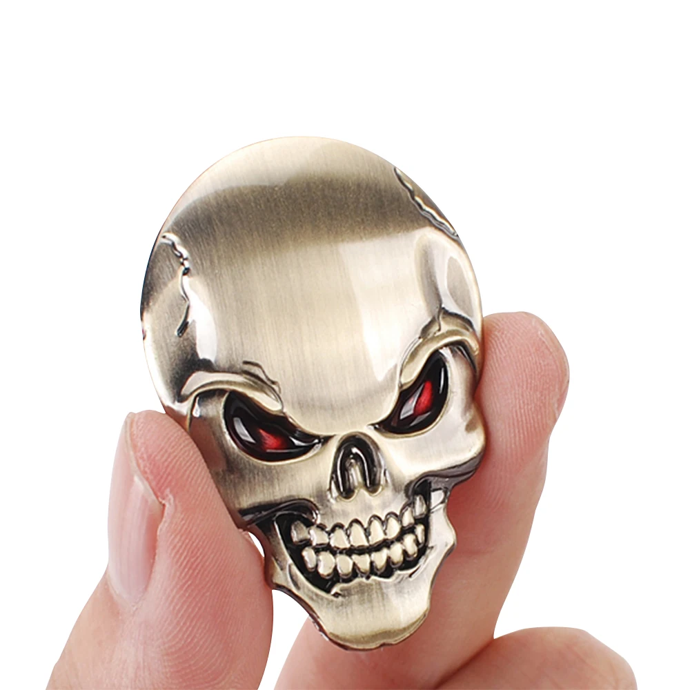 3D Metal Gold Black Skull Skeleton Car Motorcycle Decal Stickers Emblem Badge Sticker Bicycle Accessories | Автомобили и