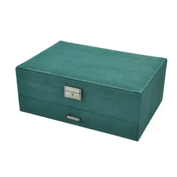 

2 Layers Leather Jewelry Box Earrings Jewelry Display Box Large Capacity with Lock Fashion Wedding Gifts Jewelry Box