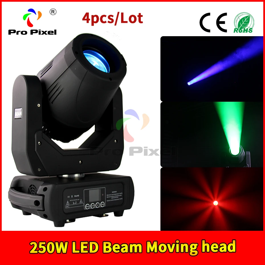 4pcs 250W Moving Head light 8 facet prism 3&amp5pin Led Beam Stage Light DMX Control Dj For Club Church Wedding | Освещение
