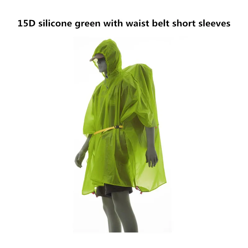 Сверхлегкий дождевик для одного человека, походный плащ для велоспорта, пончо для кемпинга, мини брезент, многофункциональное солнцезащитное брезент - Цвет: 15D  green B