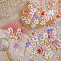 100pcs/pack Textured Paper Letterpress Three-dimensional Sticker Pack Button Collector Series Creative Handbook Journal Stickers