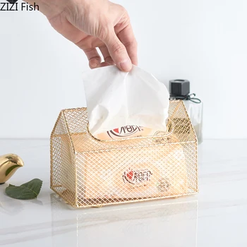 

Nordic Metal Tissue Box Multifunctional Paper Towel Organizer Tissue Case Holder Home Desktop Decoration Household Supplies