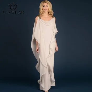 

Long Mother of The Bride Dresses Sheath Ruffles Beaded Wedding Party Dress Mother Dresses for Wedding Vestido Mae Da Noiva