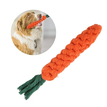 

Cotton Rope Carrot-Shaped Knot Teething Cleaning Chew Toy For Pet Dog Pet Cotton Rope Bite Carrot Knot Toy Bite Training Toy