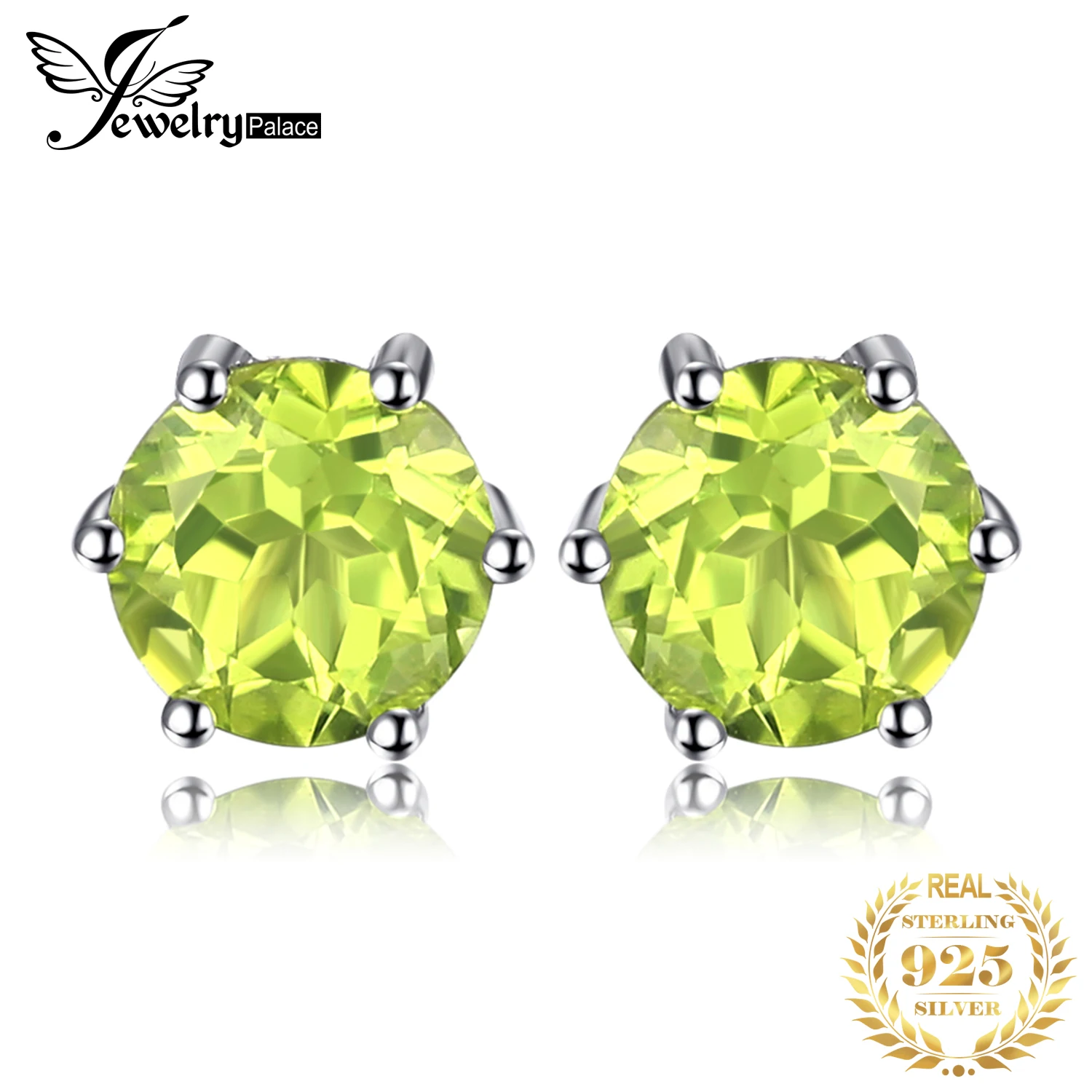 JewelryPalace 1ct натуральная перидот серьги гвоздики 925 стерлингового серебра для