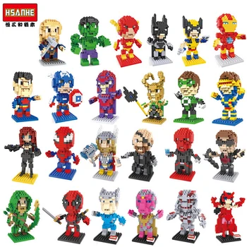 

24 type 196pcs+ Superheroes Building Blocks Marvel Flash Deadpool Hulk Thor Mini Figure Assembled Mirco Bricks Toys For Children