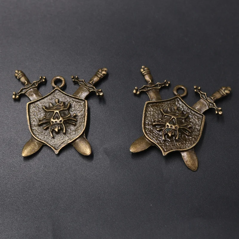 2 Pezzi Bronzo Antico Colore Spada Vichinga E Ciondoli Scudo Bracciale Punk Da Uomo Accessori Collana Ciondoli Fai Da Te Creazione Di Gioielli