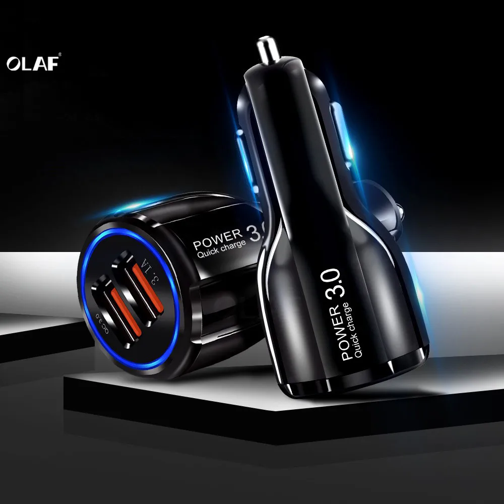 

OLAF 30W QC4.0 3.0 Fast USB Car Charger 2 USB Ports Super Car Charger for Xiaomi mi 9 Quick Charger 3.0 4.0 Car Phone Chargers