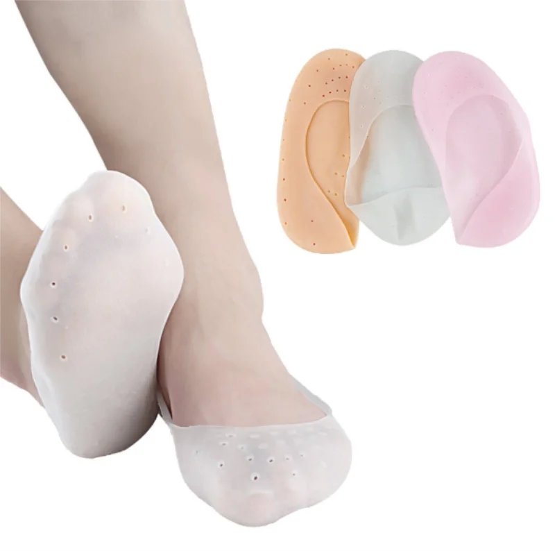 Durable Heel Protect Socks Full Cover Moisturizing Elastic Soft Anti Crack Silicone Pedicure Hole Calluses Insole / 100pair | Красота и
