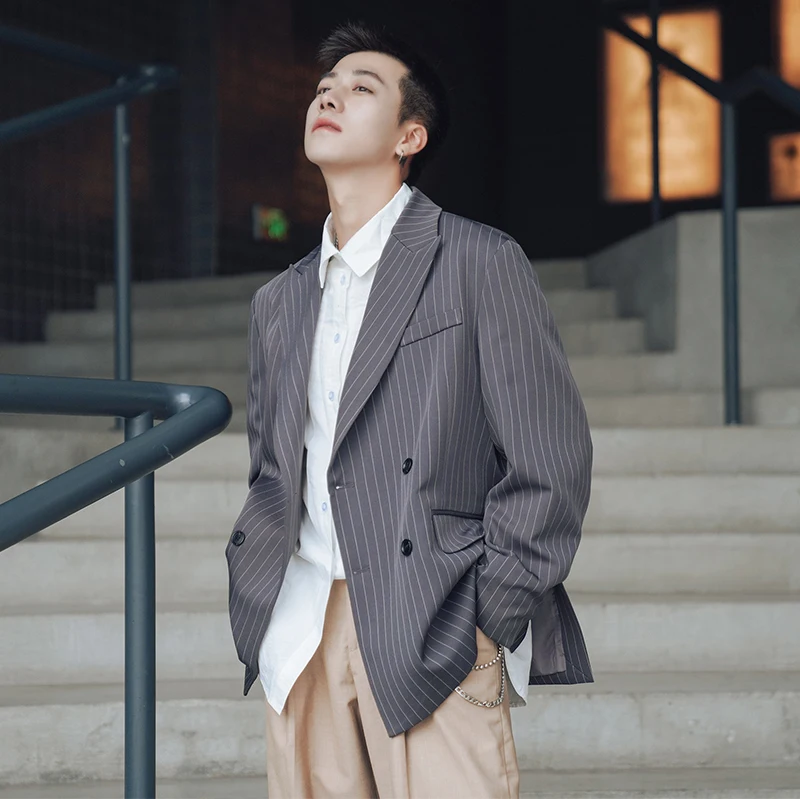 Autumn New Blazer Men Fashion Business Casual Striped Dress Jacket Man Streetwear Wild England Wind Jacket Male Suit Jacket Autumn New Blazer Men Fashion Business Casual Striped Dress Jacket Man Streetwear Wild England Wind Jacket Male Suit Jacket
