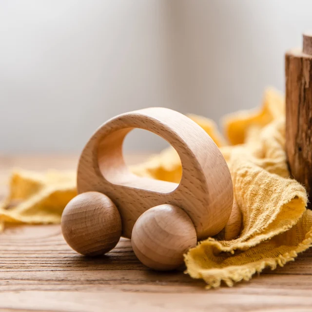 1PC Cute Baby Toys Beech Wooden Animals Dogs Car Cartoon Elephants Montessori Toys For Children Teething Nursing Baby Teethers 1