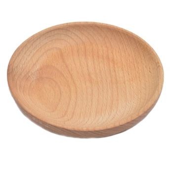 

6Pcs Beech Wood Round Dinner Plate Western Food Round Dessert Serving Tray Snack Fruit Dry Fruit Organizer Holder Home Decor