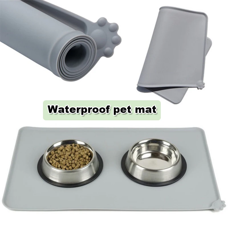 Tapete impermeable para mascotas, alfombrilla para comida, cuenco para gatito, cojín para beber, Mantel Individual para alimentación de perro y gato, Color sólido, fácil de lavar