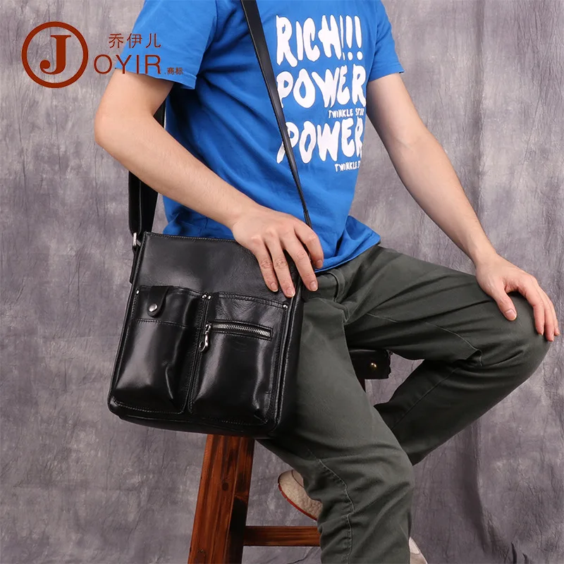 

New Style Korean-style MEN'S Single-shoulder Bag Full-grain Leather Retro Casual Bag Shoulder Men Bag Fashion MEN'S Real-leather