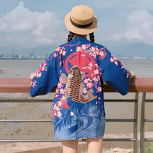 Yukata женский кимоно кардиган рубашка harajuku kawaii стиль кимоно Женская блузка obi haori Японская уличная одежда
