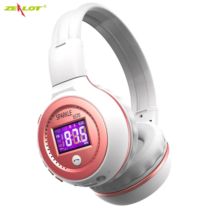 ZEALOT B570 мощный бас наушники складные HIFI стерео беспроводной ЖК дисплей экран