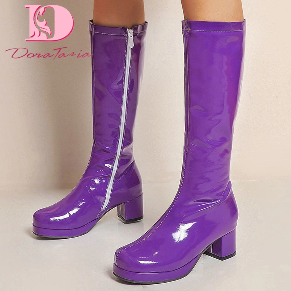 Doratasia 2020 dropship big size 48 candy colors platform waterproof women shoes riding knee high boots female | Обувь