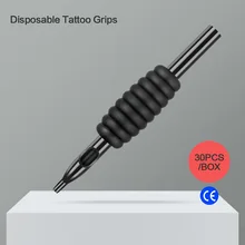 30 шт машина татуировки аксессуары одноразовые насадки для тату 19 мм черная Татуировка Силиконовая ручка катушечный двигатель ручка тату оборудование