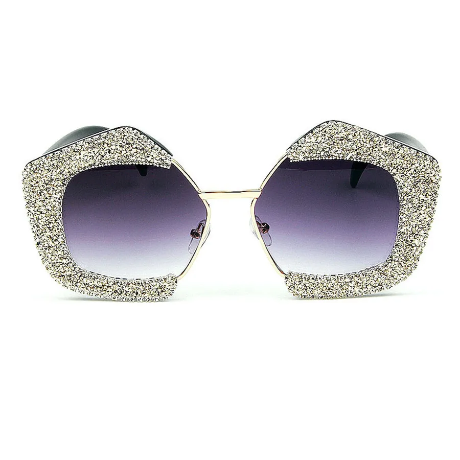New Elegant Ladies Sunglasses Women Brand Half Frame Rhinestone Sunglass Men Italy Fashion Sun Glasses Female Gradient Eyewear