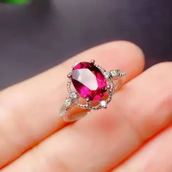 

Pakistan natural Garnet Ring 925 silver for Women Fine Jewelry 7x9mm